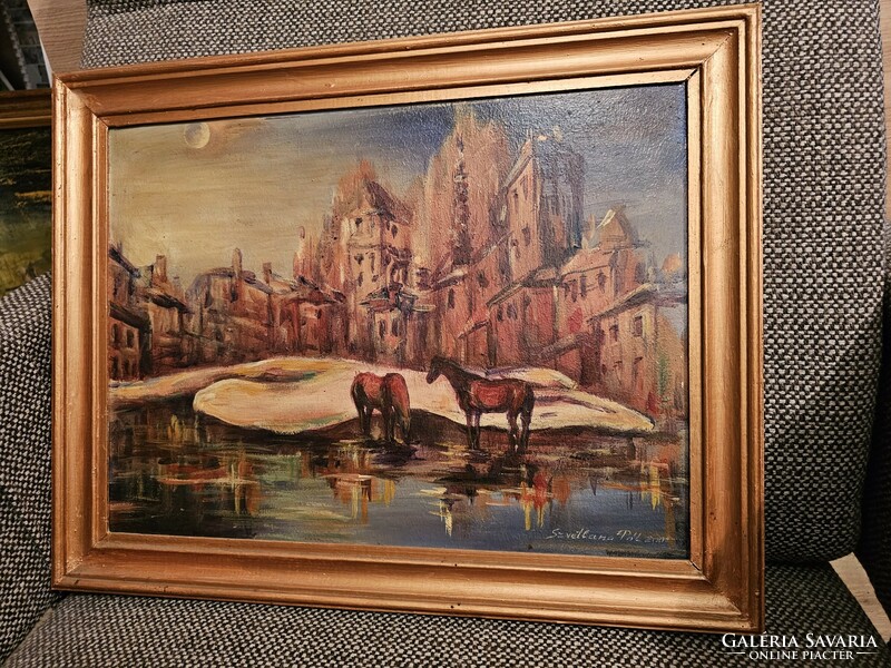 Pókos Szvetlana - Szomjúság II. Beregszászi festőművész Olajfestmény 47x37 cm 30000 ft + posta