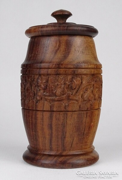 1P117 carved Indian tea herb holder jar 15 cm