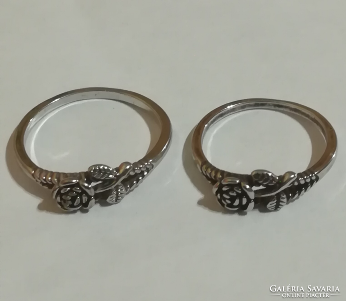 Silver-plated women's ring, 2 pieces in one.