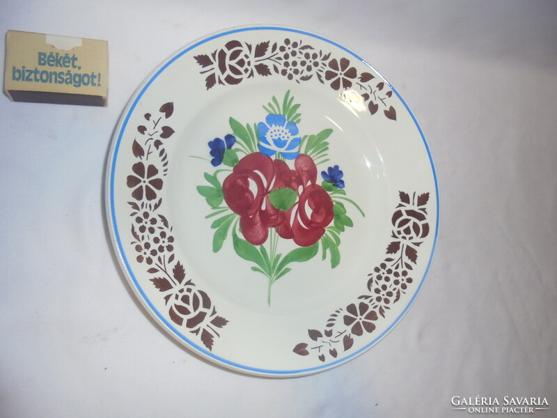 Old floral ceramic decorative plate - marked
