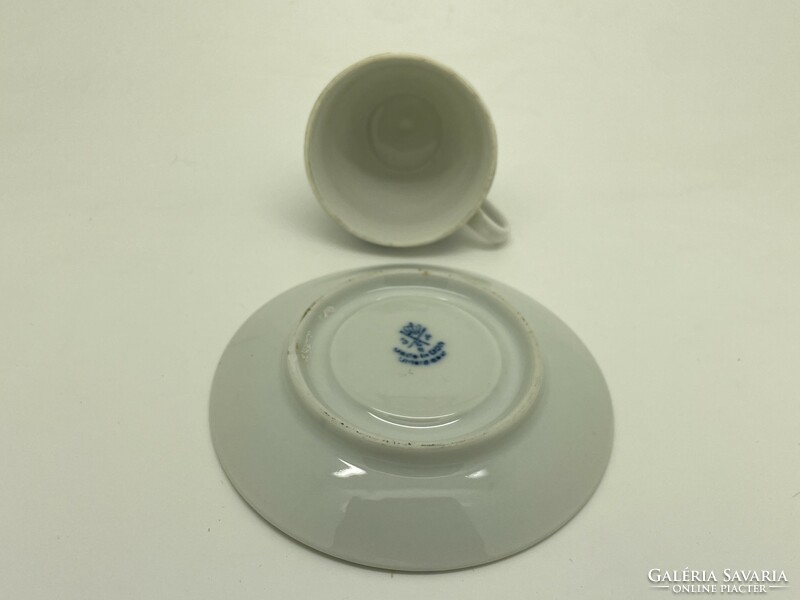 Antik Német porcelán csésze és kistányér kék fehér