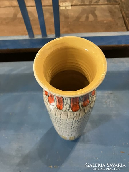 Vintage retro large gray-yellow ceramic vase