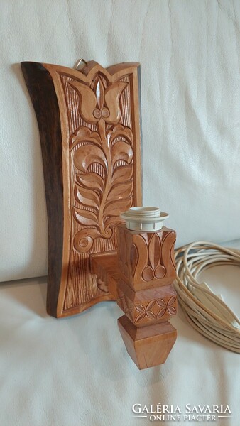 Transylvanian carved wall lamp, marked