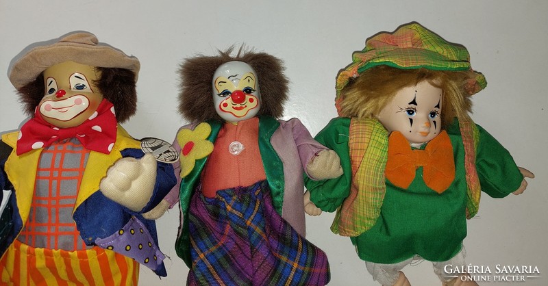 3 clowns with porcelain heads