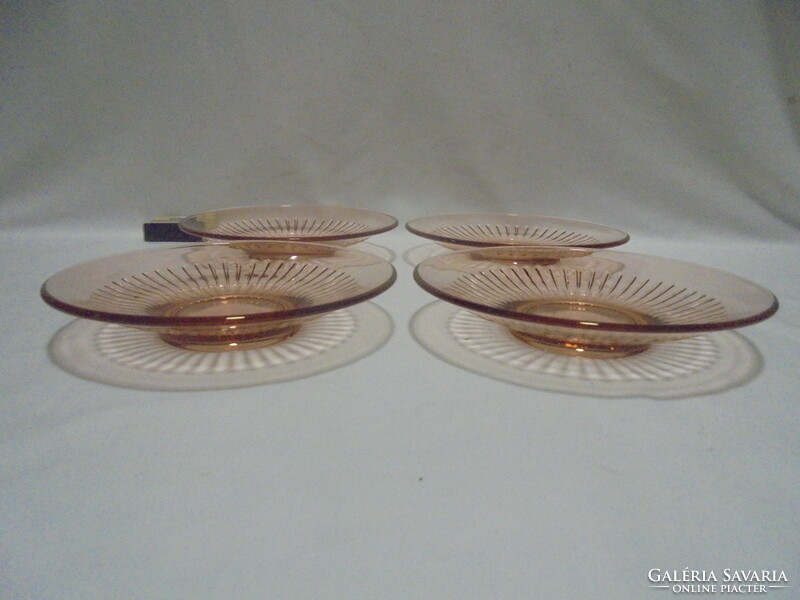 Old powder or salmon pink glass cake plate - four together