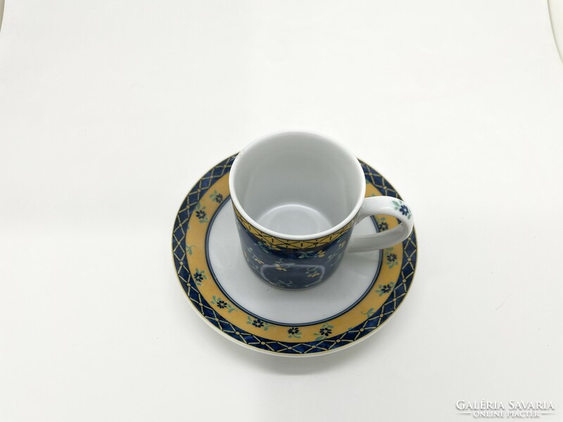 Portuguese vista alegre porcelain cup and saucer blue yellow
