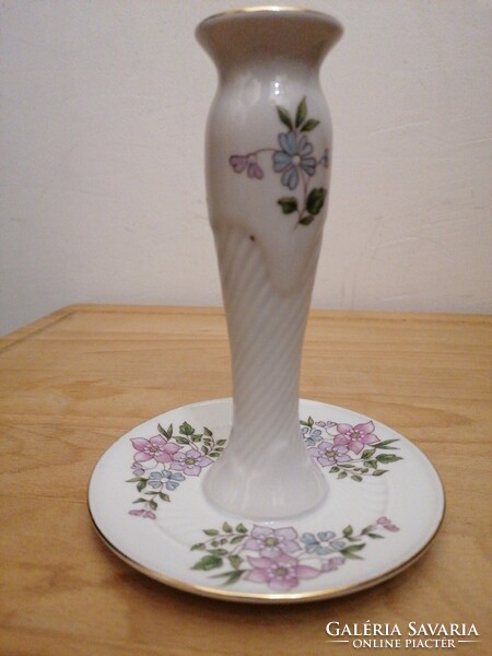 Zsolnay porcelain candle holder with floral pattern