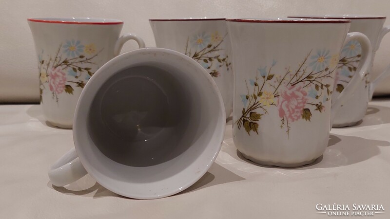 5 Floral porcelain mugs, glasses, arpo