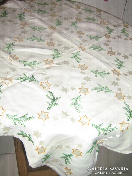 Beautiful Christmas embroidered damask tablecloth
