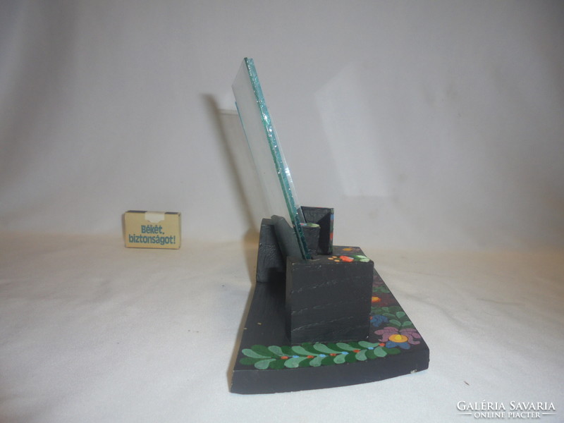 Old, folk motif, hand-painted photo holder, table photo holder for two pictures