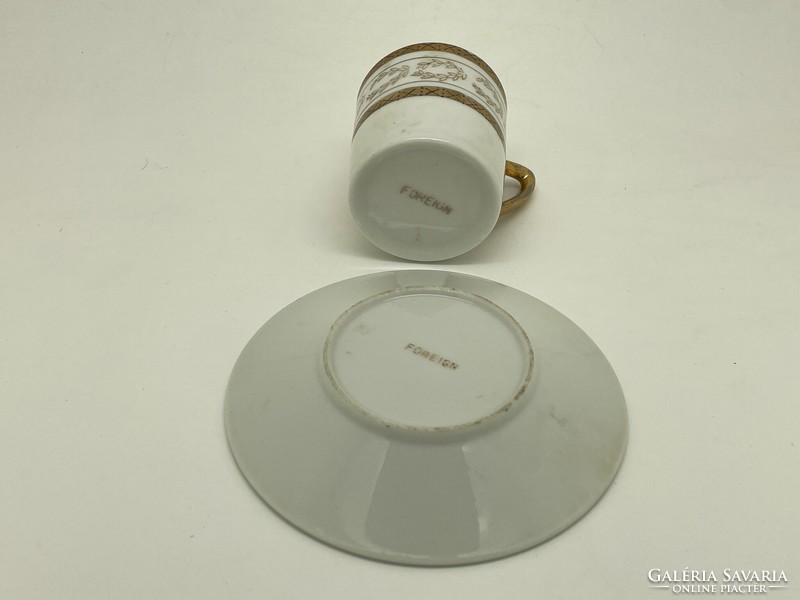 Antique German porcelain cup and small plate white gilded