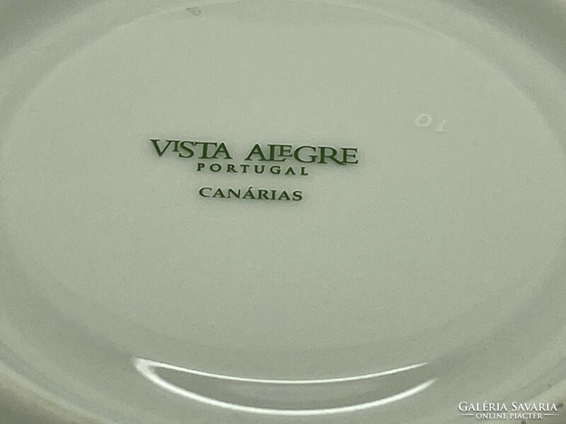 Portugál Vista Alegre porcelán csésze és kistányér kék sárga