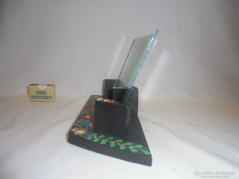 Old, folk motif, hand-painted photo holder, table photo holder for two pictures