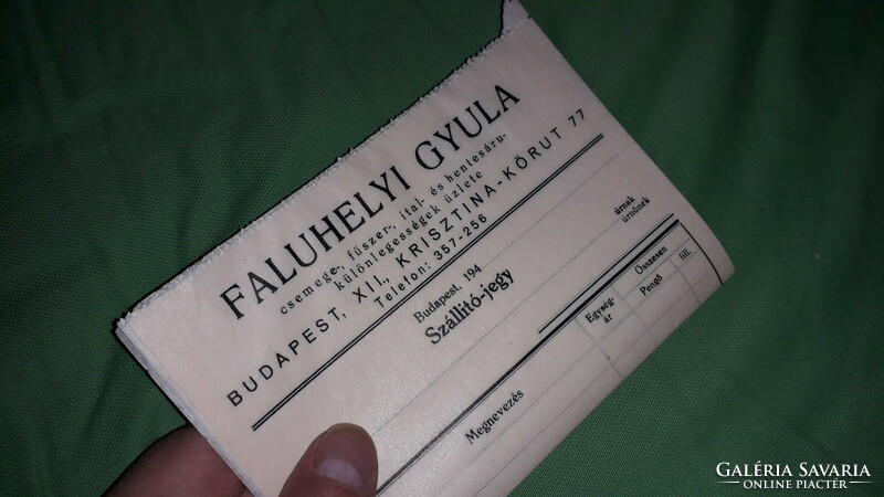 Antique approx. 1940. Gyula of Faluhely bp. District XII. Kristina krt. 6 mixed shop transport tickets