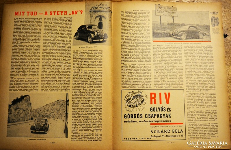 Autó Motor újság 1939 május 1. XI.évfolyam 6. szám Steyr 55 cikk Hanomag, Borgward, Wanderer reklám