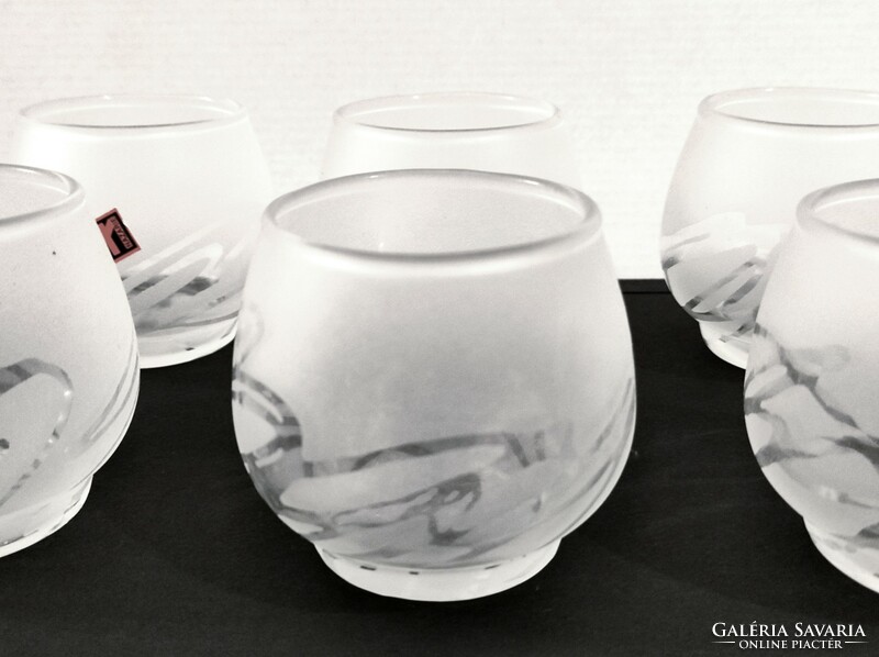 Sandblasted glass drinking glasses with 