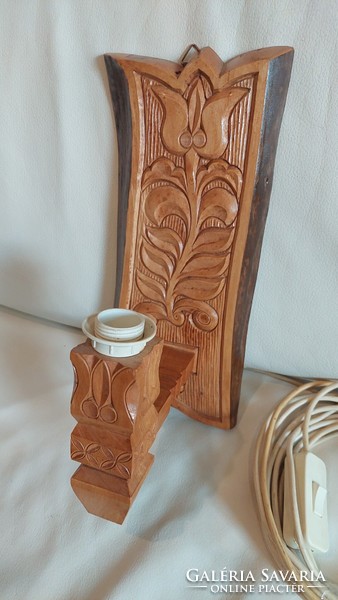 Transylvanian carved wall lamp, marked