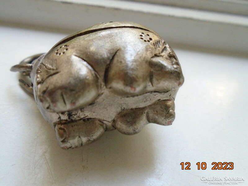 Antique Khmer (Cambodia), elephant-shaped silver betel holder