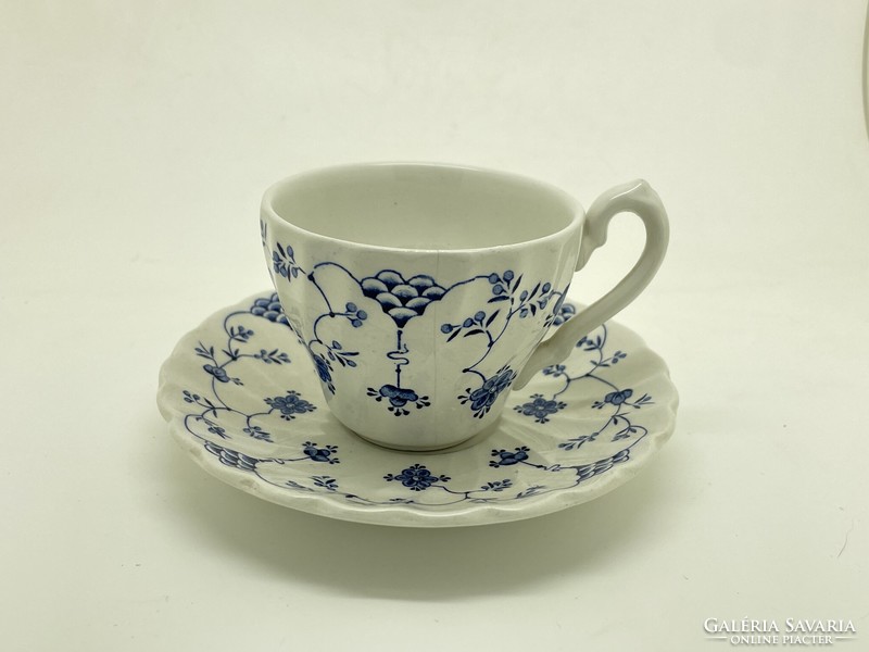 Antique English Myott Staffordshire porcelain cup and saucer blue white