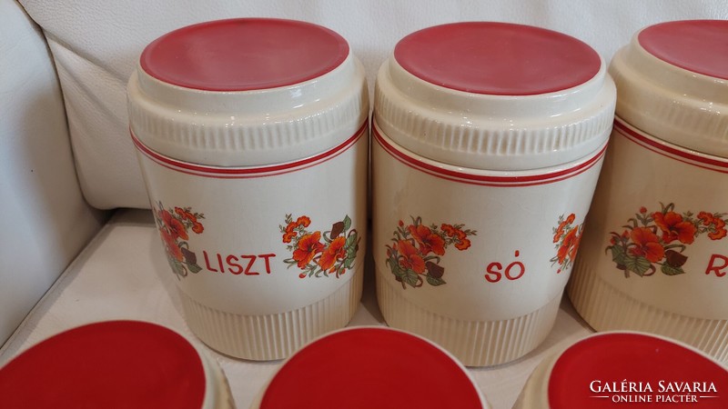 Set of 10 porcelain spice holders with Hungarian inscription