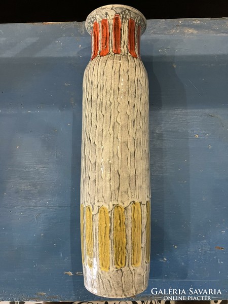 Vintage retro large gray-yellow ceramic vase