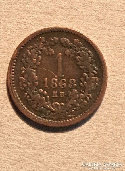 1868KB 1kr Cu "Angyalos címer"
