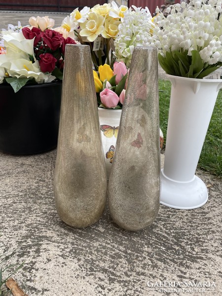 Smoky brownish cracked veil glass veil Carcagi berek bath glass vase collectors mid-century