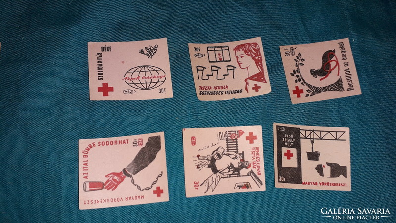 Old Hungarian match factory labels in the theme of the red cross, 6 pieces together according to the pictures 4.