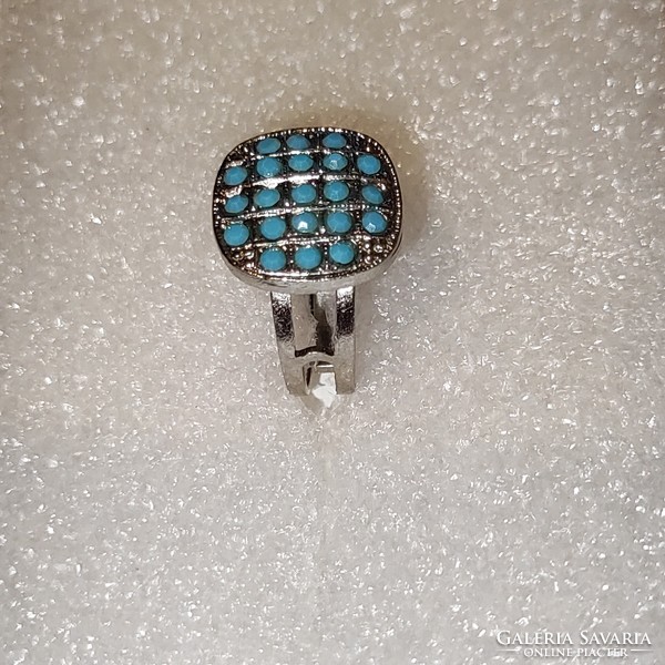 Türkiz színű kristály köves állítható gyűrű