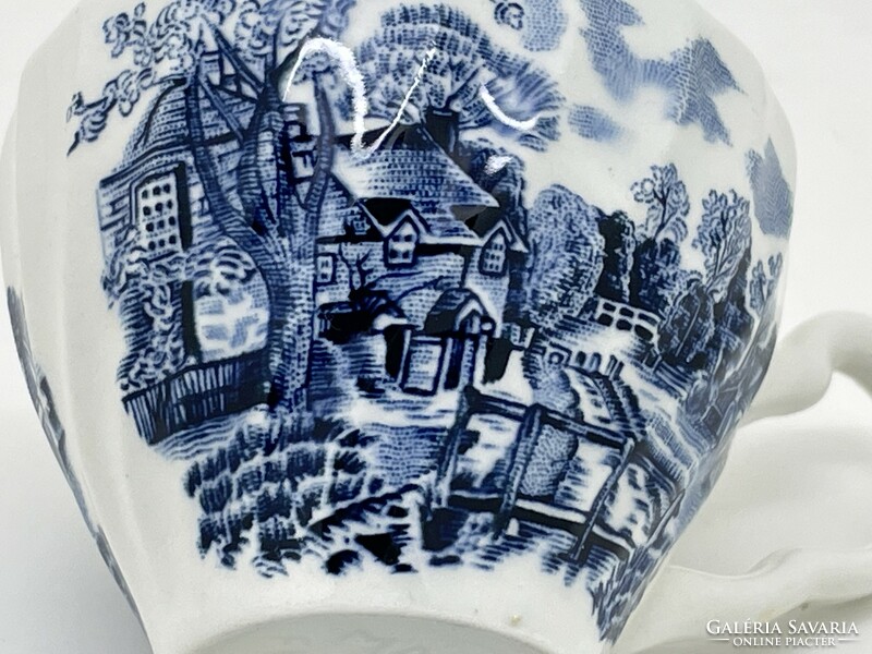 Antik Angol Spode porcelán csésze és kistányér kék fehér