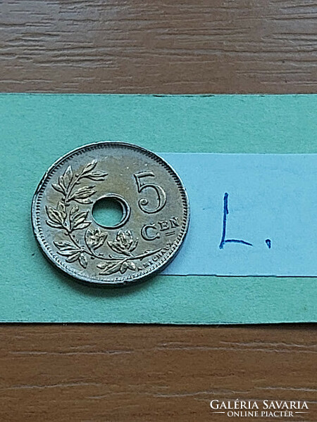 BELGIUM BELGIE 5 CENTIMES 1922 Réz-nikkel, I. Albert király  #L