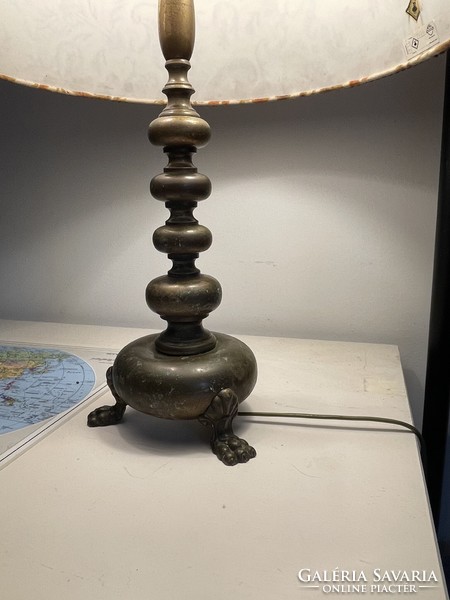 Antique French lion's foot copper lamp