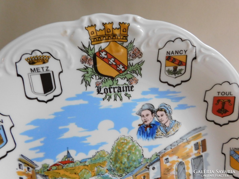 French decorative plate with the coats of arms of the cities of the Lorraine region