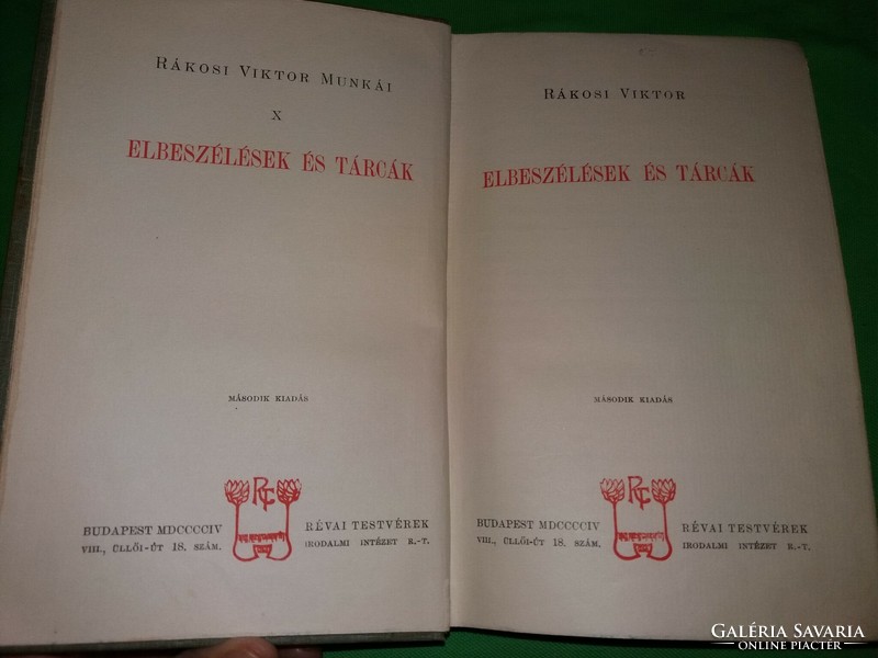 1903: Rákosi Viktor :Elbeszélések és tárcák. képek szerint Révai Testvérek