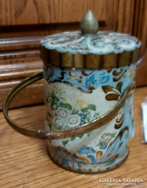 Antique English candy tin metal box for collection