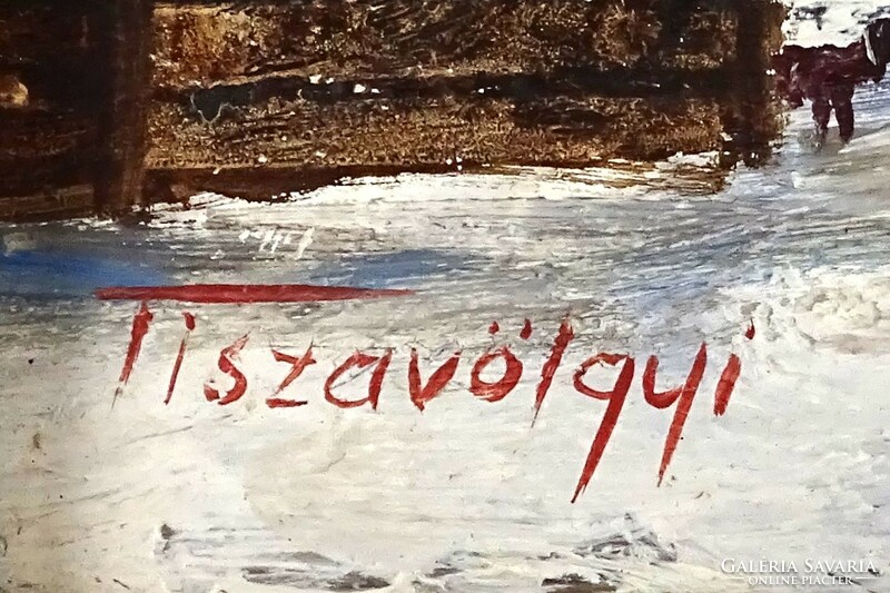 1P208 Tiszavölgyi: winter scene by the frozen river