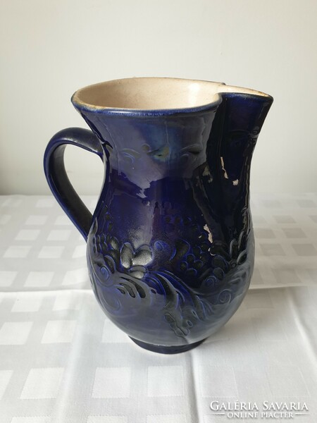 Cobalt blue glazed ceramic jug
