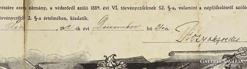 1P173 Magyar királyi népfölkelő járásparancsnokság végelbocsátó levél Pécs 1912