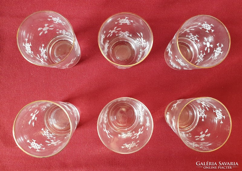 Retro vintage glass cup set with golden wind glasses for Christmas