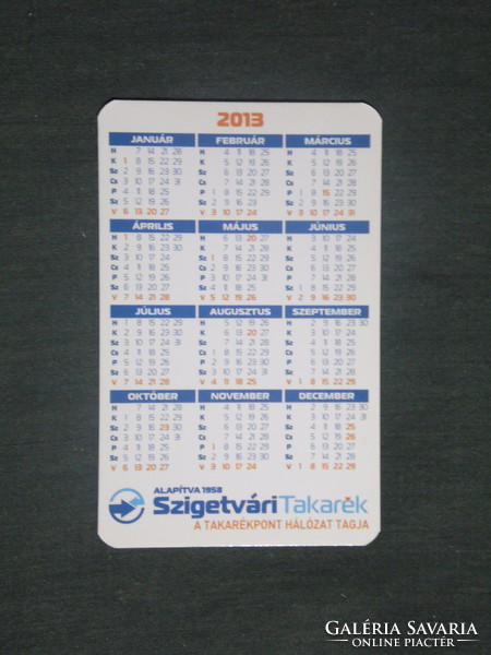 Card calendar, smaller size, szigetvár savings association, 2013