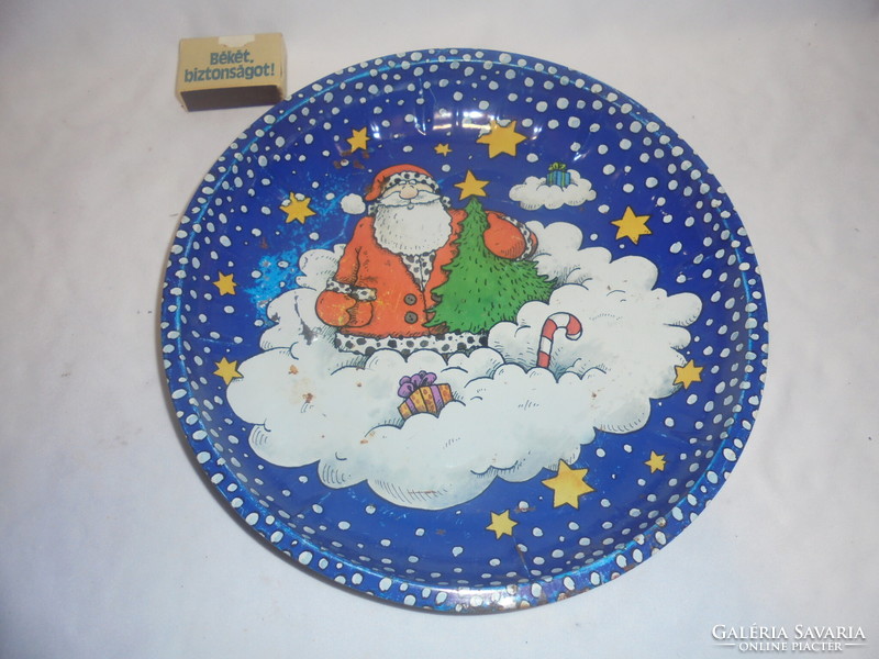 Retro Christmas Santa metal tray, plate