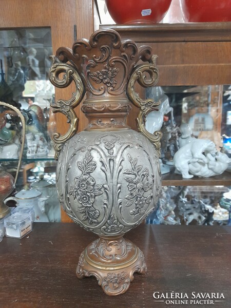 Alt wien johann maresch majolica terracotta faience vase, carafe. 35 Cm.