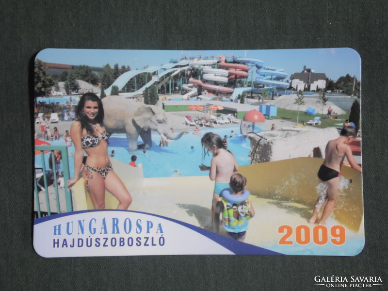 Card calendar, Hungarospa beach spa Hajdúszoboszló, erotic female model, 2009