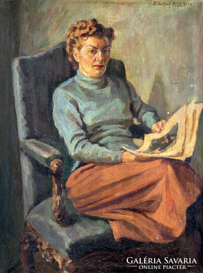 Gáspár anni, felekiné (Budapest, 1902 - Budapest, 1992): lady in an armchair, 1950