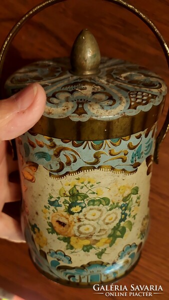 Antique English candy tin metal box for collection