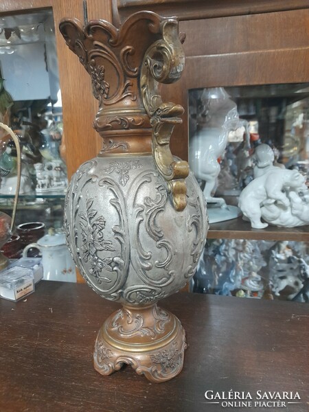 Alt wien johann maresch majolica terracotta faience vase, carafe. 35 Cm.