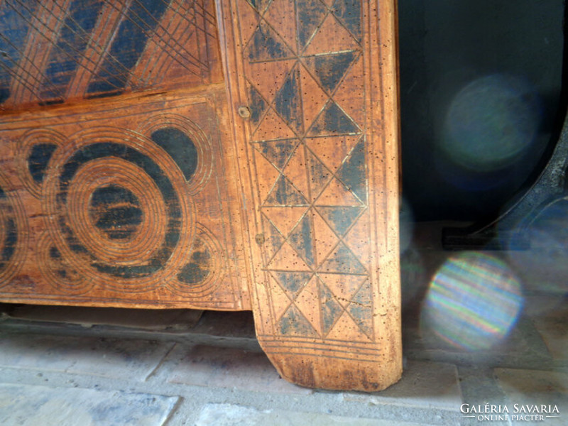 200-year-old large carved rustic chest