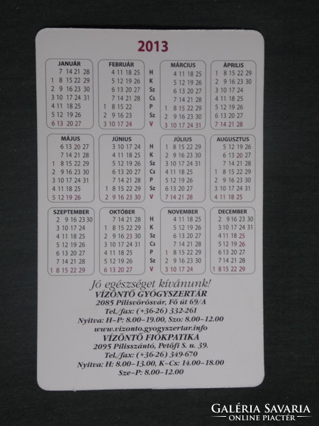 Card calendar, watering hole, pharmacy, pharmacy, Pilisvörösvár, ploughland, flowers, poppies, 2013