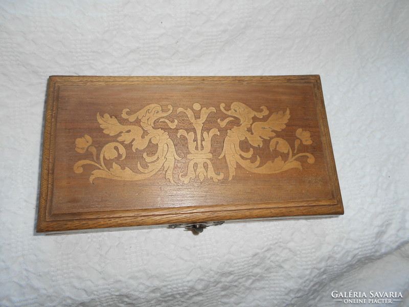 Antique wooden box - with inlaid decoration