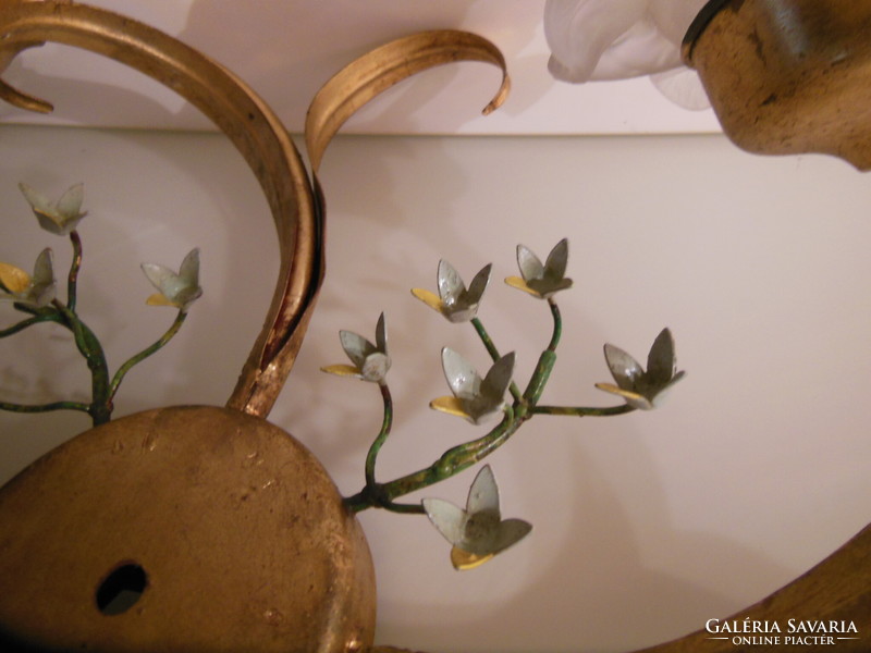 Chandelier - antique - 50 x 30 cm - rose bulbs - 12 x 8 cm - metal - German - perfect
